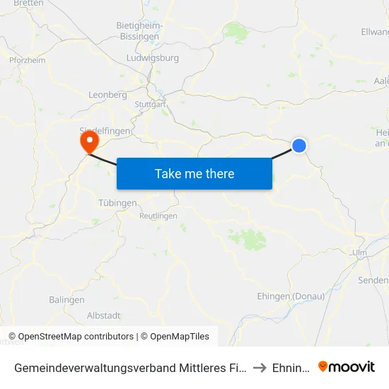 Gemeindeverwaltungsverband Mittleres Fils-Lautertal to Ehningen map