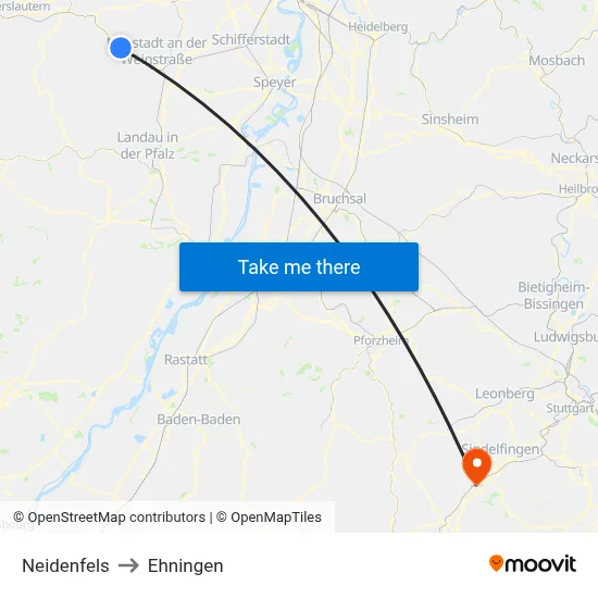 Neidenfels to Ehningen map