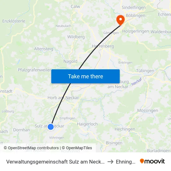Verwaltungsgemeinschaft Sulz am Neckar to Ehningen map
