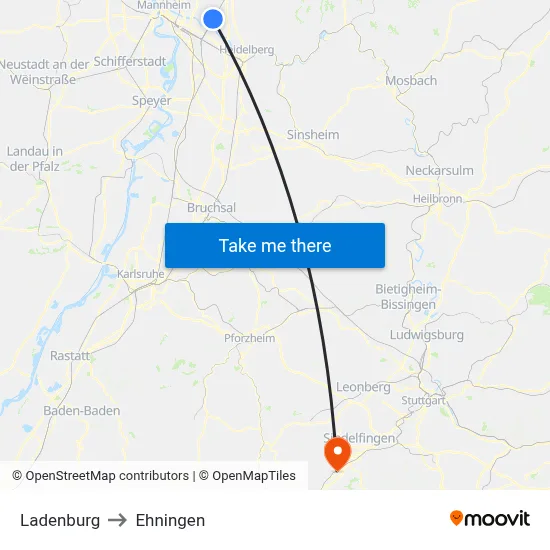 Ladenburg to Ehningen map