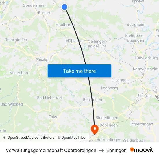 Verwaltungsgemeinschaft Oberderdingen to Ehningen map
