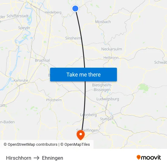 Hirschhorn to Ehningen map