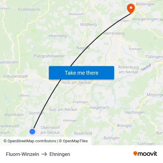 Fluorn-Winzeln to Ehningen map