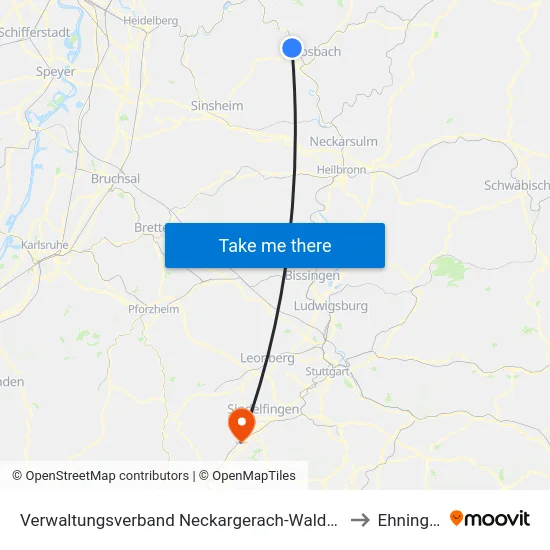 Verwaltungsverband Neckargerach-Waldbrunn to Ehningen map