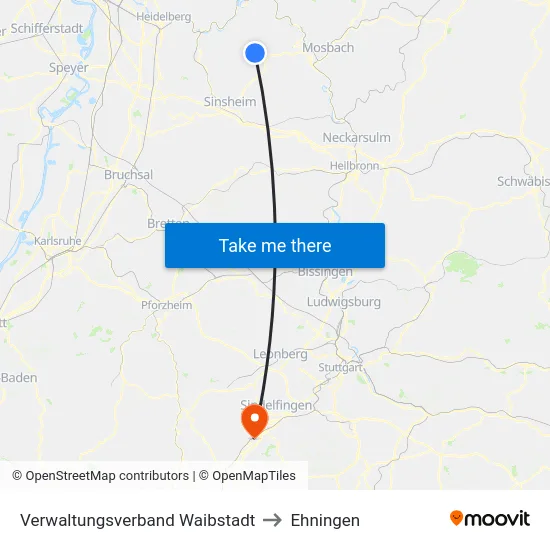 Verwaltungsverband Waibstadt to Ehningen map