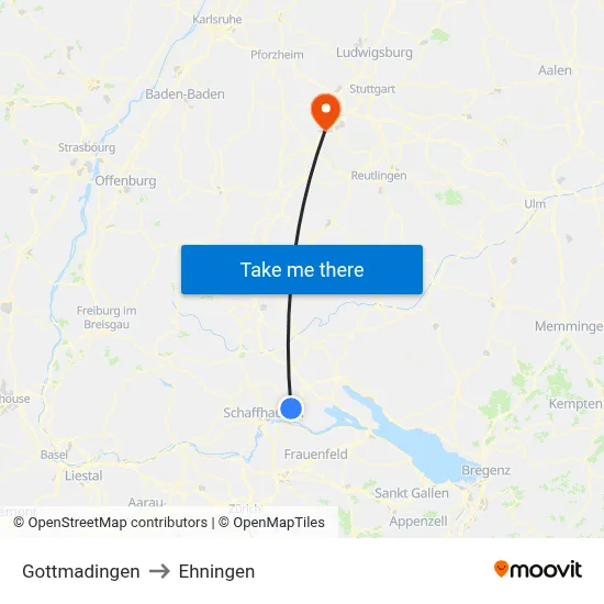 Gottmadingen to Ehningen map
