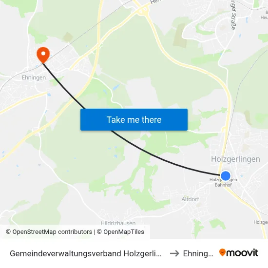 Gemeindeverwaltungsverband Holzgerlingen to Ehningen map