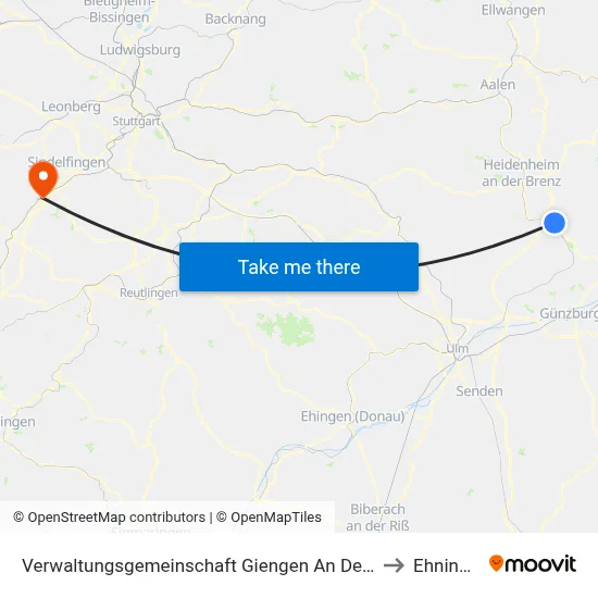 Verwaltungsgemeinschaft Giengen An Der Brenz to Ehningen map