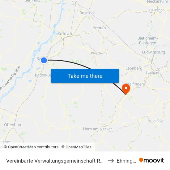 Vereinbarte Verwaltungsgemeinschaft Rastatt to Ehningen map