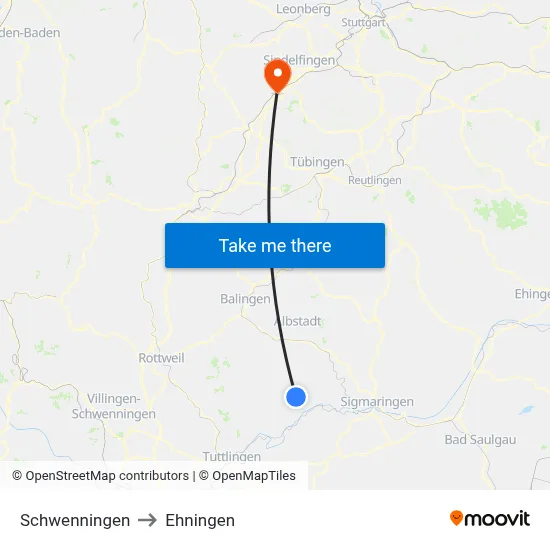 Schwenningen to Ehningen map