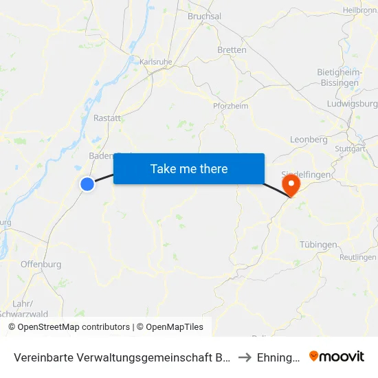Vereinbarte Verwaltungsgemeinschaft Bühl to Ehningen map