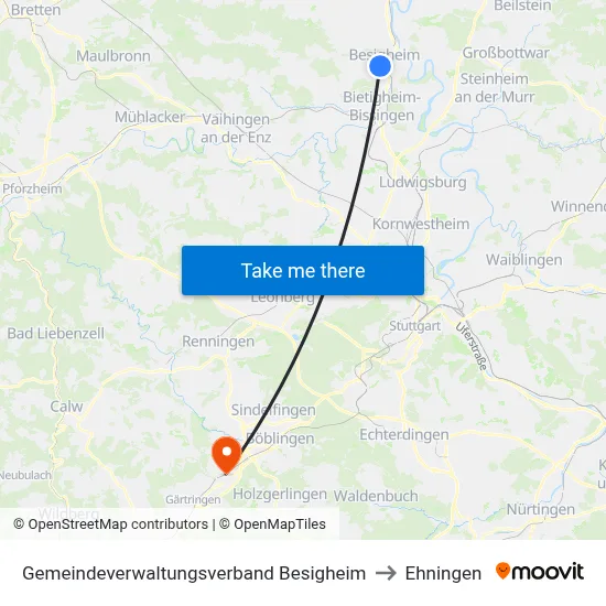 Gemeindeverwaltungsverband Besigheim to Ehningen map