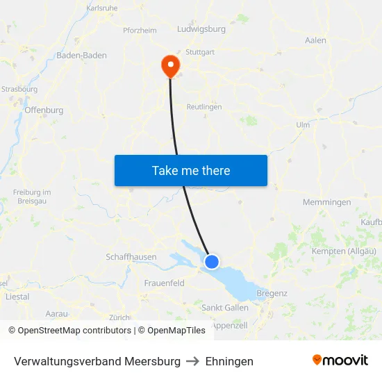 Verwaltungsverband Meersburg to Ehningen map