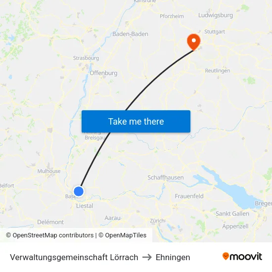 Verwaltungsgemeinschaft Lörrach to Ehningen map