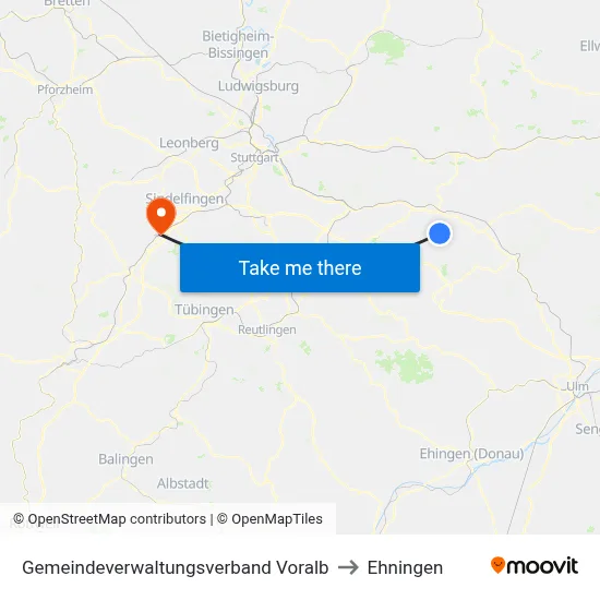 Gemeindeverwaltungsverband Voralb to Ehningen map