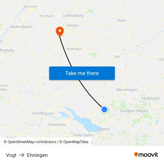 Vogt to Ehningen map
