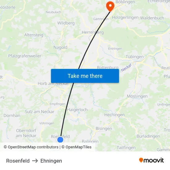 Rosenfeld to Ehningen map