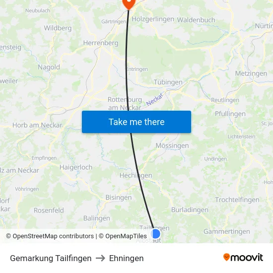 Gemarkung Tailfingen to Ehningen map