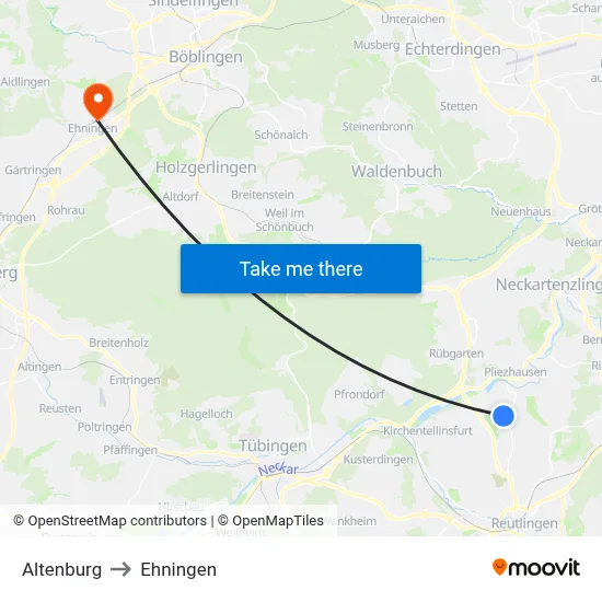Altenburg to Ehningen map