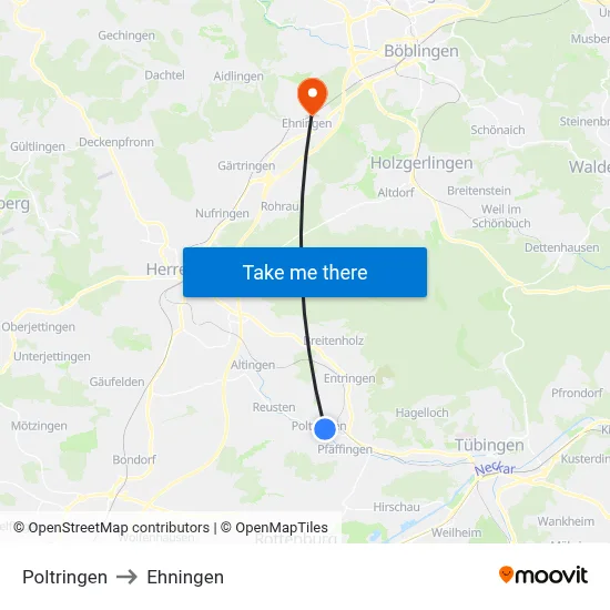 Poltringen to Ehningen map