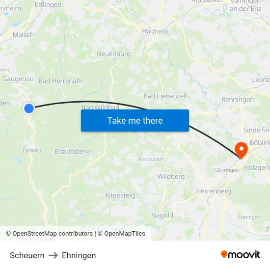 Scheuern to Ehningen map