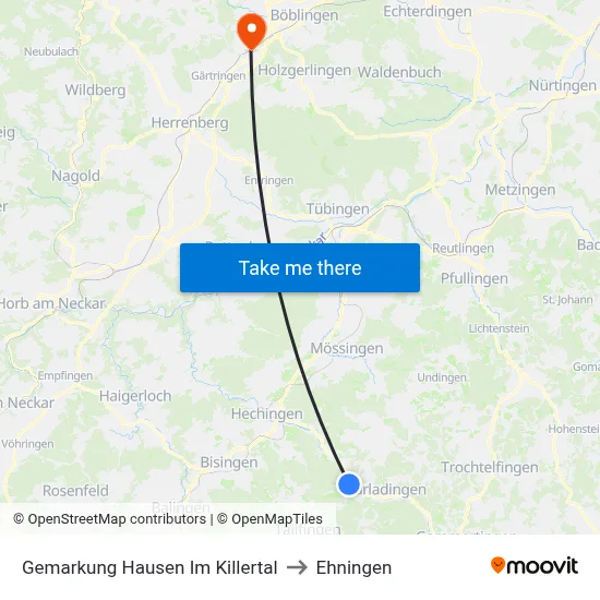 Gemarkung Hausen Im Killertal to Ehningen map