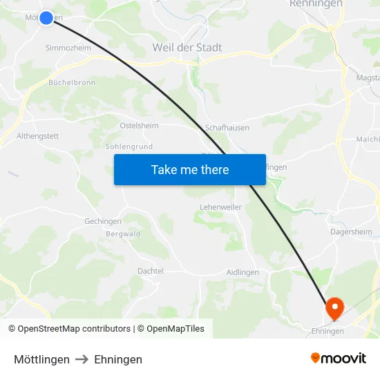 Möttlingen to Ehningen map