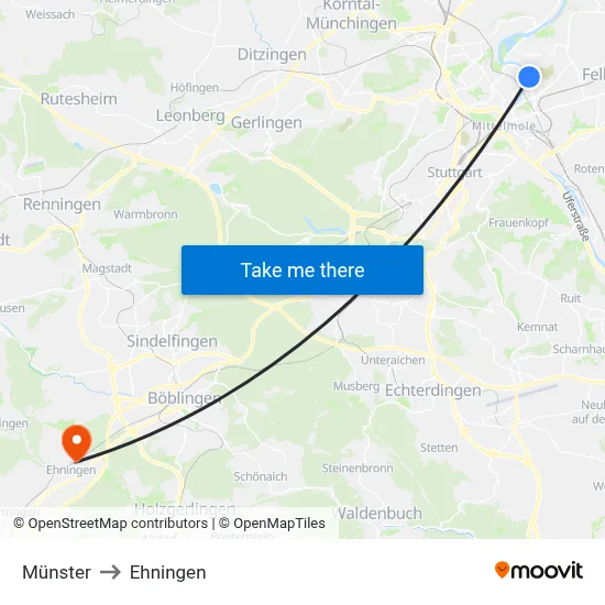 Münster to Ehningen map