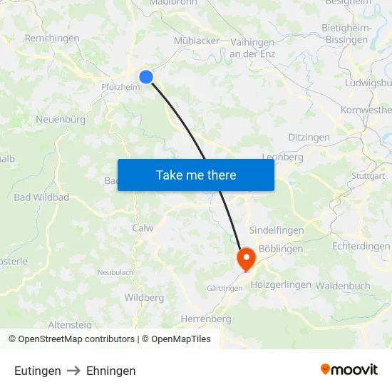 Eutingen to Ehningen map
