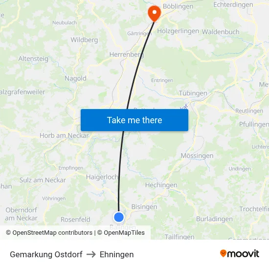 Gemarkung Ostdorf to Ehningen map