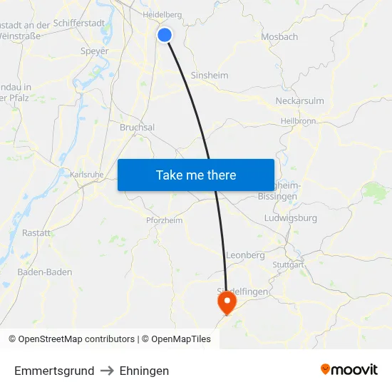 Emmertsgrund to Ehningen map
