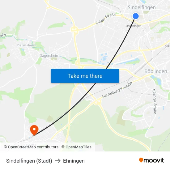 Sindelfingen (Stadt) to Ehningen map