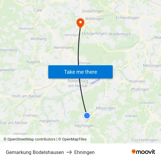 Gemarkung Bodelshausen to Ehningen map