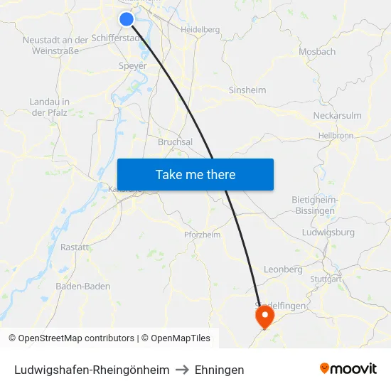 Ludwigshafen-Rheingönheim to Ehningen map