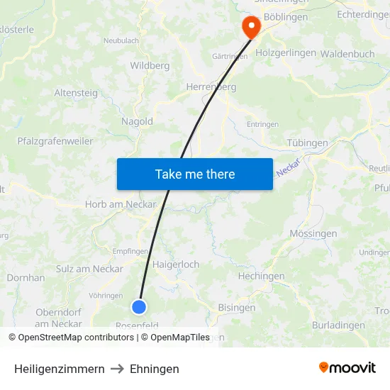 Heiligenzimmern to Ehningen map