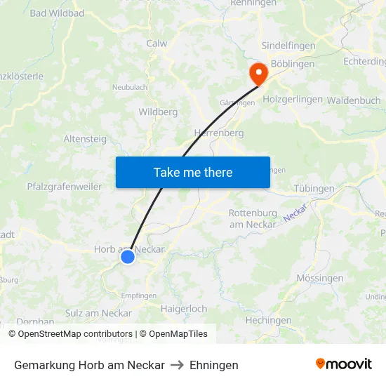 Gemarkung Horb am Neckar to Ehningen map
