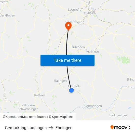 Gemarkung Lautlingen to Ehningen map