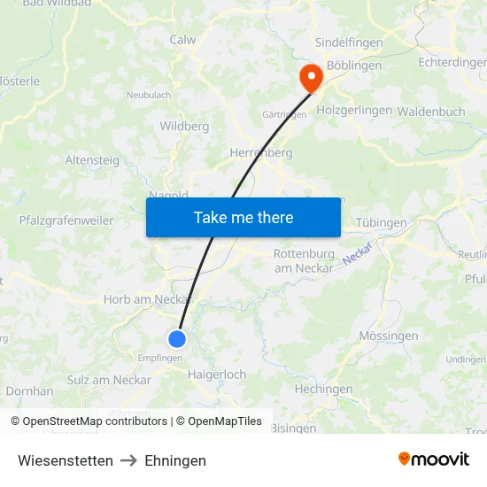Wiesenstetten to Ehningen map