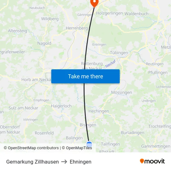 Gemarkung Zillhausen to Ehningen map