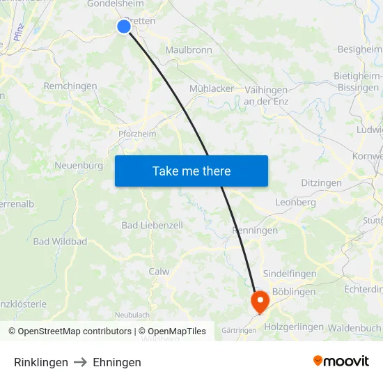 Rinklingen to Ehningen map