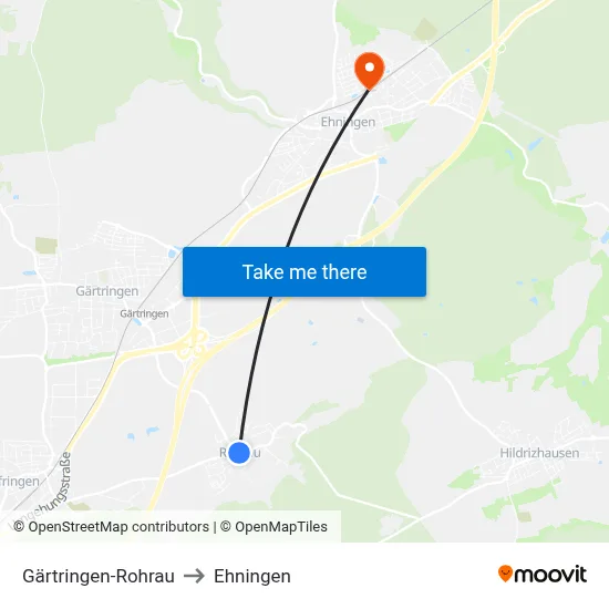 Gärtringen-Rohrau to Ehningen map