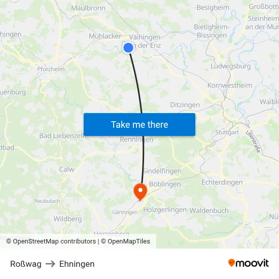 Roßwag to Ehningen map