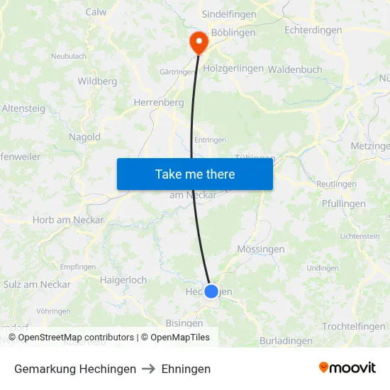 Gemarkung Hechingen to Ehningen map