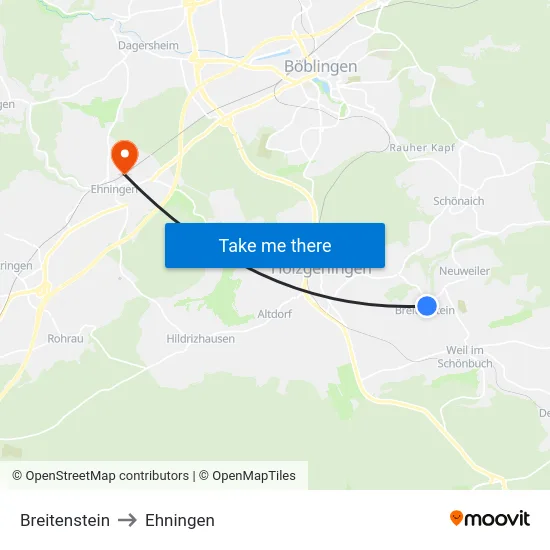 Breitenstein to Ehningen map