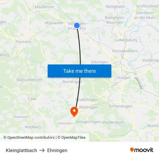 Kleinglattbach to Ehningen map