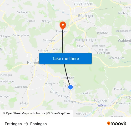 Entringen to Ehningen map