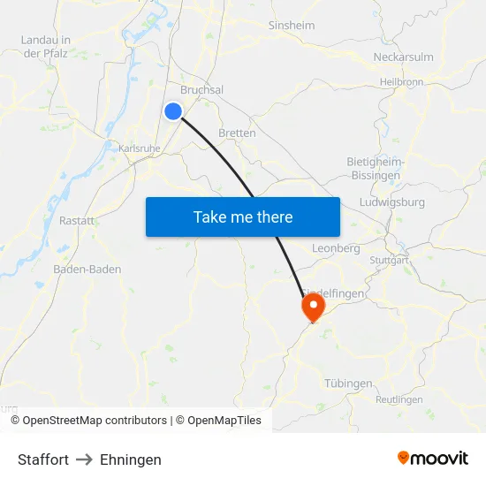 Staffort to Ehningen map