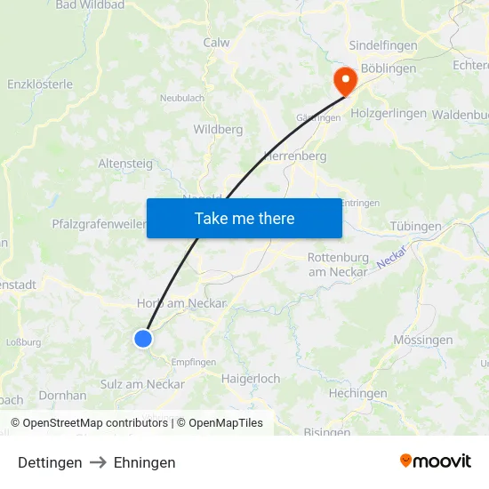 Dettingen to Ehningen map
