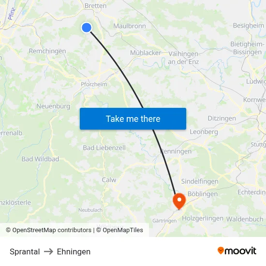 Sprantal to Ehningen map