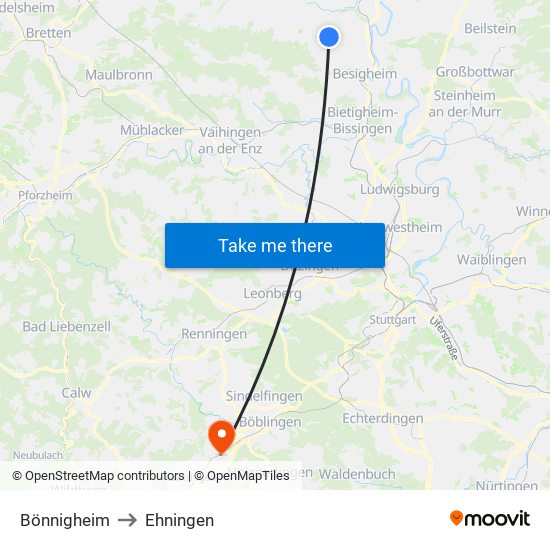 Bönnigheim to Ehningen map